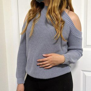Off-Shoulder Blue Sweater